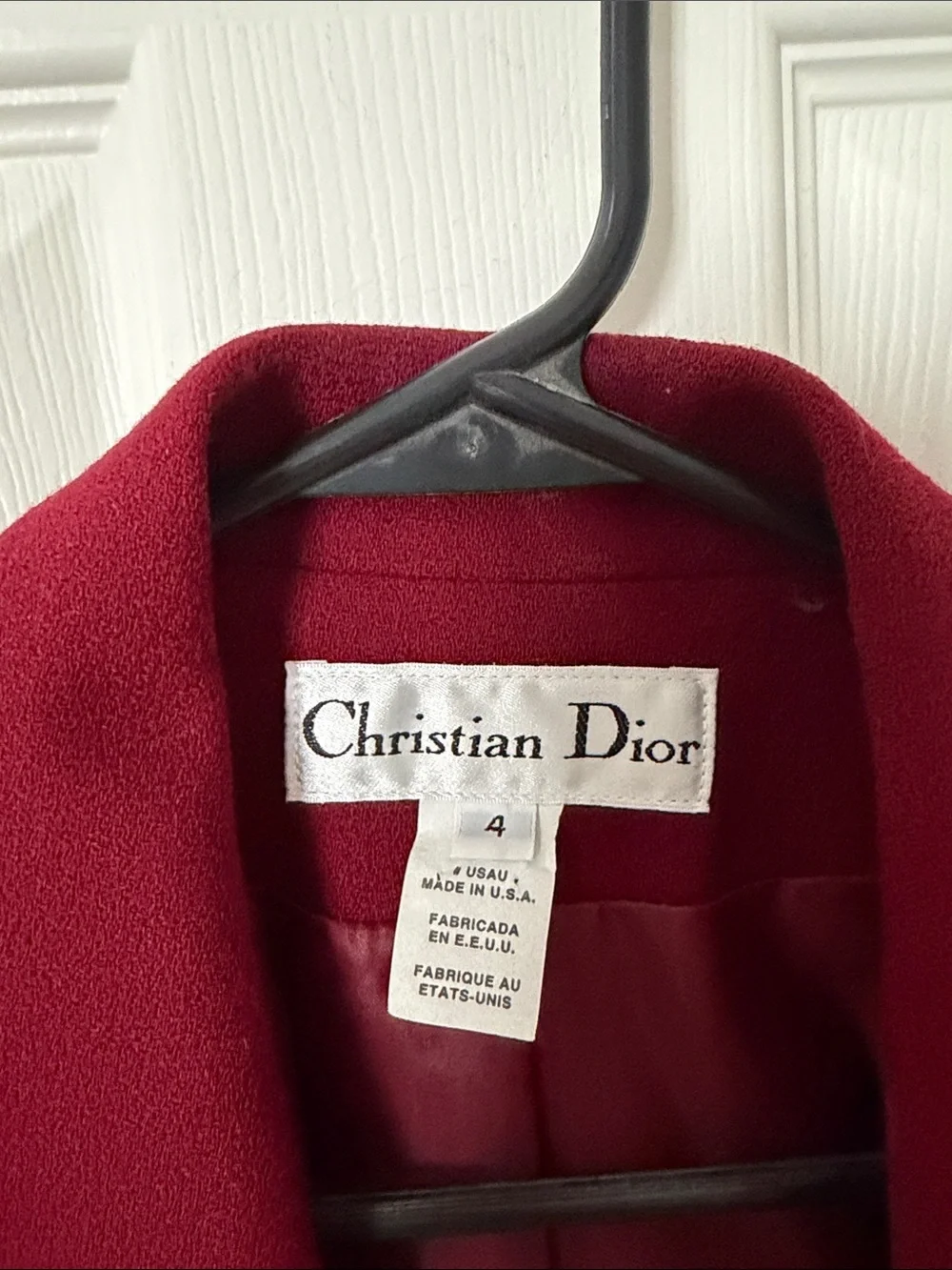 Vintage Dior Women's Tailored Jacket in Deep Red size 4 double breasted